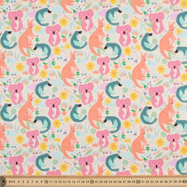 Christie Williams Animal Mix-up #2 112 cm Cotton Fabric Pink