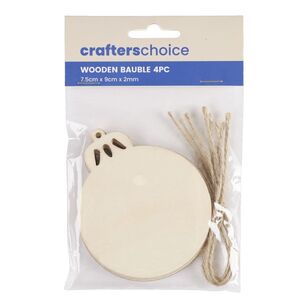 Crafters Choice Wooden Bauble Shape Natural 7.5 cm