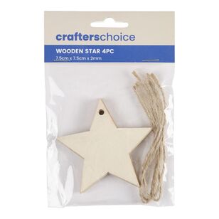 Crafters Choice Wooden Star Shape Natural 7.5 cm