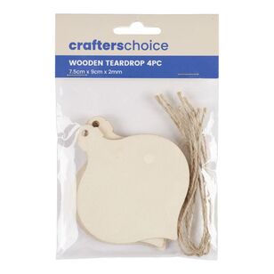 Crafters Choice Wooden Teardrop Shape Natural 7.5 cm