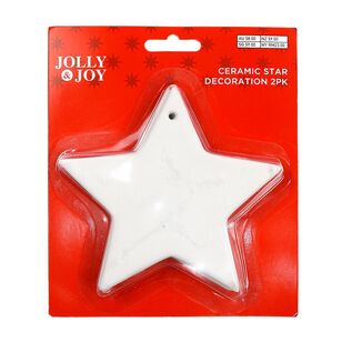 Jolly & Joy Ceramic Christmas Star Decoration 2-pack White