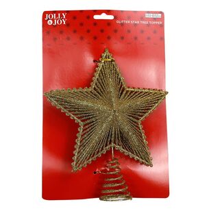 Jolly & Joy Glitter Christmas Tree Star Topper  Gold