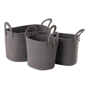 Living Space Cotton Rope Baskets Set Of 3 Grey