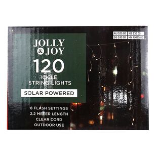 Jolly & Joy Solar Powered Icicle LED String Lights White