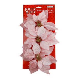 Jolly & Joy Poinsettia Christmas Clips 3-pack Pink