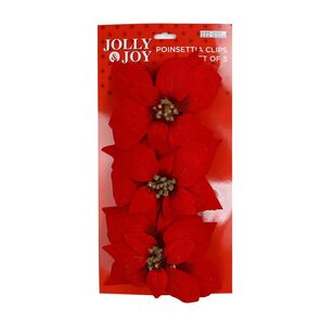 Jolly & Joy Poinsettia Christmas Clips 3-pack Red