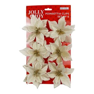 Jolly & Joy Poinsettia Christmas Clips 6-pack Champagne