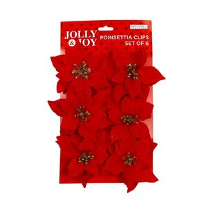 Jolly & Joy Poinsettia Christmas Clips 6-pack Red