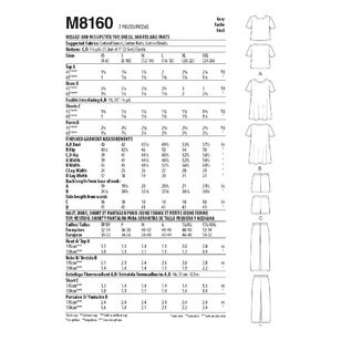 McCall's Sewing Pattern M8160 Misses' & Miss Petite Short Sleeve Top, Dress, Pull-On Shorts & Pants White X Small - XX Large