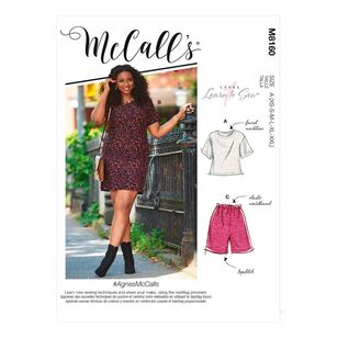 McCall's Sewing Pattern M8160 Misses' & Miss Petite Short Sleeve Top, Dress, Pull-On Shorts & Pants White X Small - XX Large