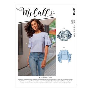 McCall's Sewing Pattern M8161 Misses' Tops with Trumpet, Tulip, Pleated or Bubble Sleeves White