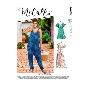 McCall's Sewing Pattern M8165 Misses' Very Loose-fitting V-neck Dresses & Jumpsuit White 14 - 22