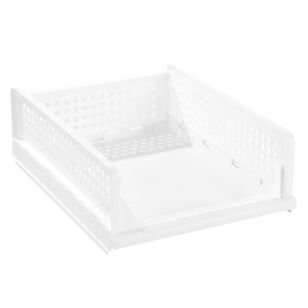 Boxsweden Foldaway Stackable Storage Basket White