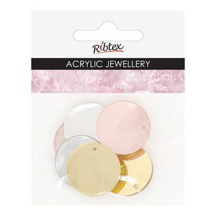 Ribtex MIrror Circle 25 mm Acrylic Jewellery 6 Pack Multicoloured