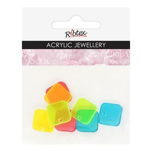 Ribtex Transparent Square 15 mm Acrylic Jewellery 8 Pack Multicoloured