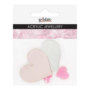 Ribtex Acrylic Jewellery Mirror & Glitter Heart 4 Pack Multicoloured