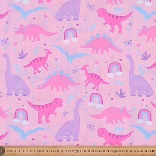 Mix N Match Rosie Dinos 112 cm Poly Cotton Poplin Fabric Pink 112 cm