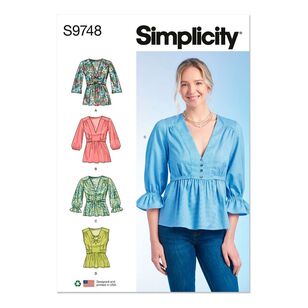 Simplicity Pattern S9748 Misses' Top with Sleeve Variations White