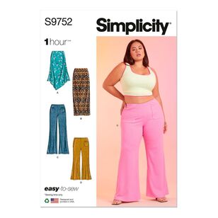 Simplicity Pattern S9752 Women's Knit Skirts and Pants in Two Lengths White