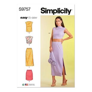 Simplicity Pattern S9757 Misses' Knit Top and Skirt in Two Lengths  White S - XXL