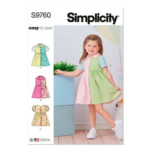 Simplicity Pattern S9760 Toddlers' Dress with Sleeve Variations White 1/2 - 4