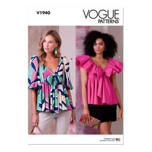 Vogue Pattern V1940 Misses' Tops White