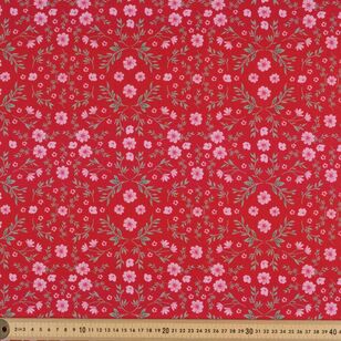 Vintage Bouquet Flower Vines 112 cm Cotton Fabric Red 112 cm