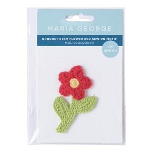 Maria George Crochet Stem Flower Sew On Motif Red Multicoloured