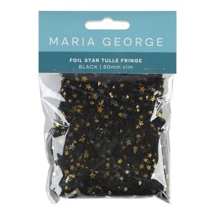 Maria George Foil Star Tulle Fringe Black 60 mm x 1 m