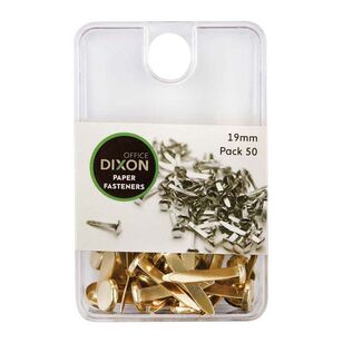Dixon Paper Fasteners 50 Pack Gold 19 mm