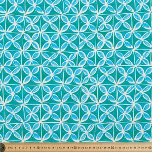 Greek Tile 148 cm Cotton Spandex Fabric Green 148 cm