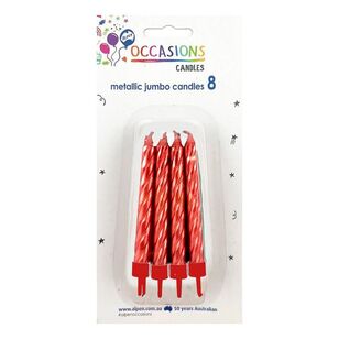 Alpen Jumbo Spiral Candles 8 Pack Red