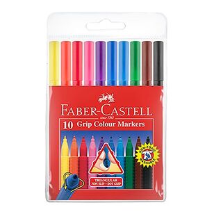 Faber Castell Grip Colour Markers 10 Pack Multicoloured