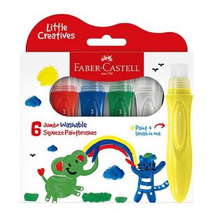 Faber Castell Jumbo Washable Squeezing Paint Brush 6 Pack Multicoloured