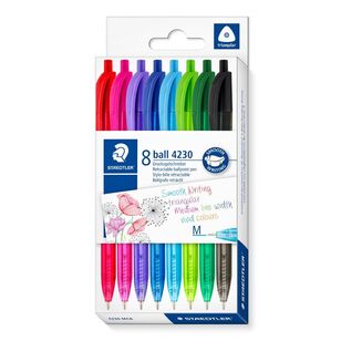 Staedtler Retractable Triangular Pens 8 Pack Multicoloured