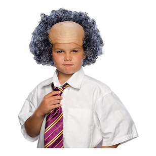 Bald Kids Wig with Grey Curly Sides  Multicoloured Child