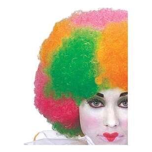 Clown Multicoloured Neon Adult Wig Multicoloured Adult