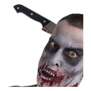 Zombie Kitchen Knife Through Head Accessory Multicoloured