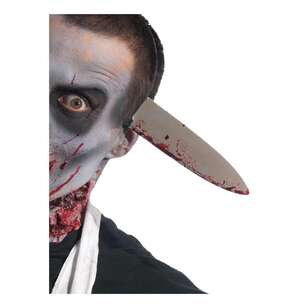 Zombie Kitchen Knife Through Head Accessory Multicoloured