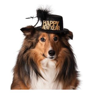 Happy New Year Pet Hat Black & Gold