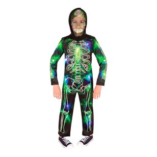 Spooky Glow In The Dark Skeleton Kids Costume Multicoloured 6 - 8 Years