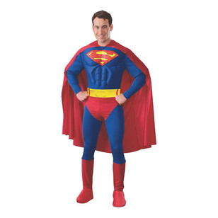 Superman Muscle Chest Adult Costume Blue, Red & Yellow Small