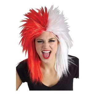 Sport Fanatic Adults Wig Red & White Adult