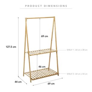Cooper & Co 2 Tier Bamboo Planter Stand Natural 127.5 x 69 x 44 cm