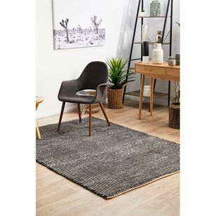 Rug Culture Carlos Felted Wool Rug Black & Natural