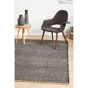 Rug Culture Carlos Felted Wool Rug Black & Natural