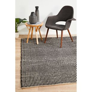 Rug Culture Carlos Felted Wool Rug Black & Natural