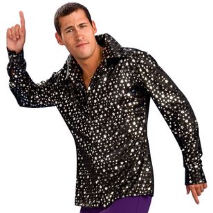 Adult Disco Shirt Black & Silver