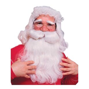 Santa Beard and Wig Deluxe Adult Set Red & White Adult