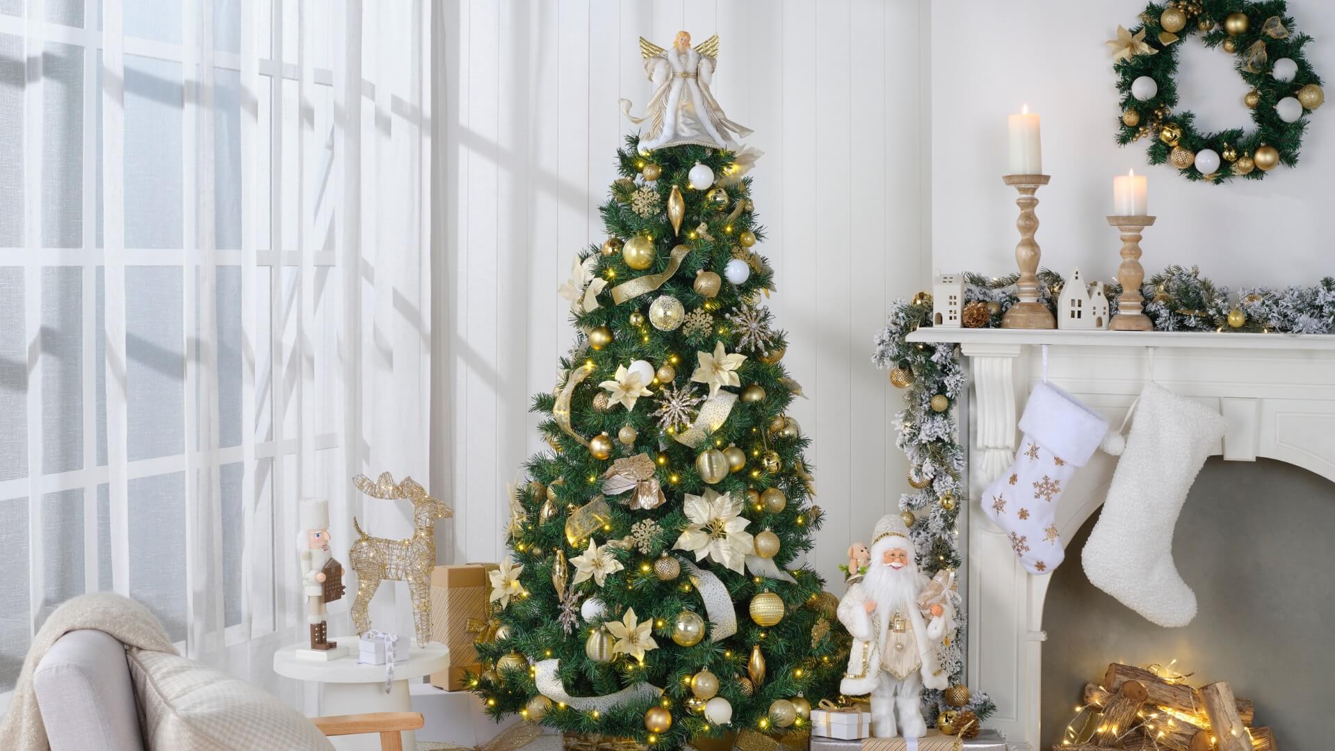 Traditional White & Gold Christmas Decorations